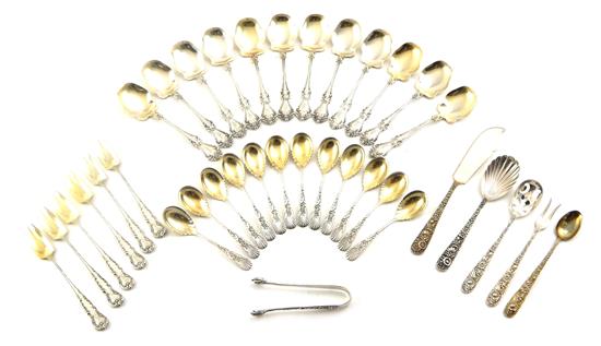 Appraisal: STERLING Thirty-six sterling silver utensils twelve Frank Whiting o'clock spoons