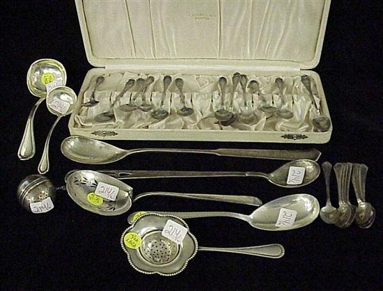 Appraisal: SILVER Assorted flatware including serving spoons tea strainer gravy and