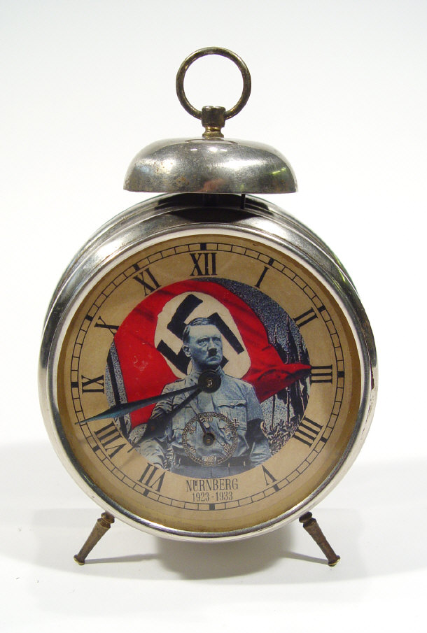 Appraisal: Military interest chrome alarm clock the dial printed with Adolf