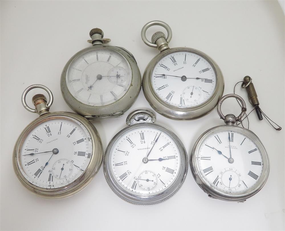 Appraisal: Antique Waltham open-face pocket watches silver-tone cases H to H