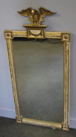 Appraisal: Vintage Gilt Mirror with Carved Gilt Eagle Crown From a