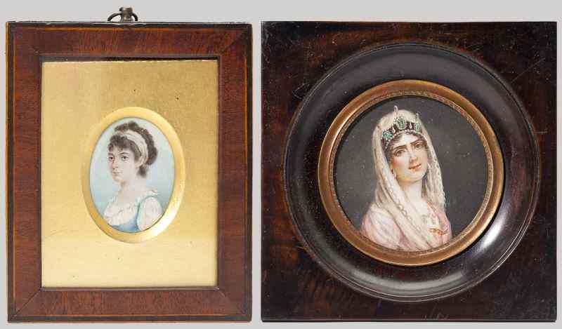 Appraisal: Two Continental Portrait Miniatures th century the first an oval