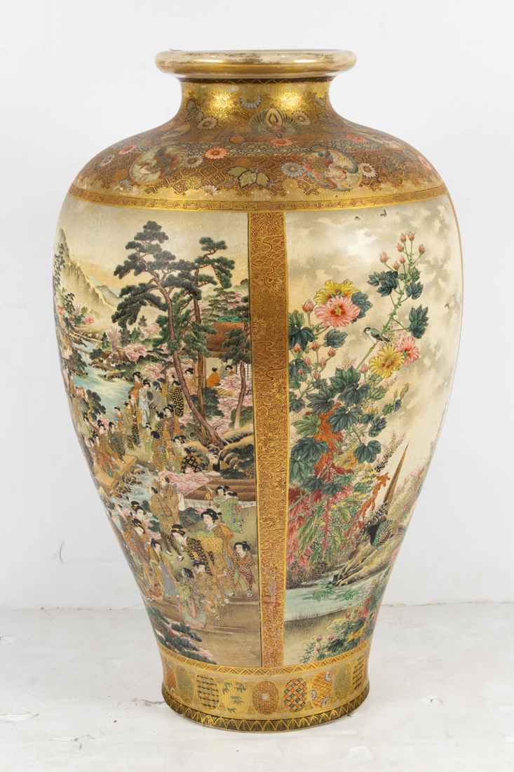 Appraisal: JAPANESE SATSUMA VASE Japanese Satsuma vase decorated with four landscape