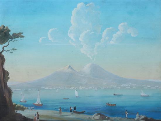 Appraisal: NEAPOLITAN SCHOOL th century BAY OF NAPLES WITH VESUVIUS IN