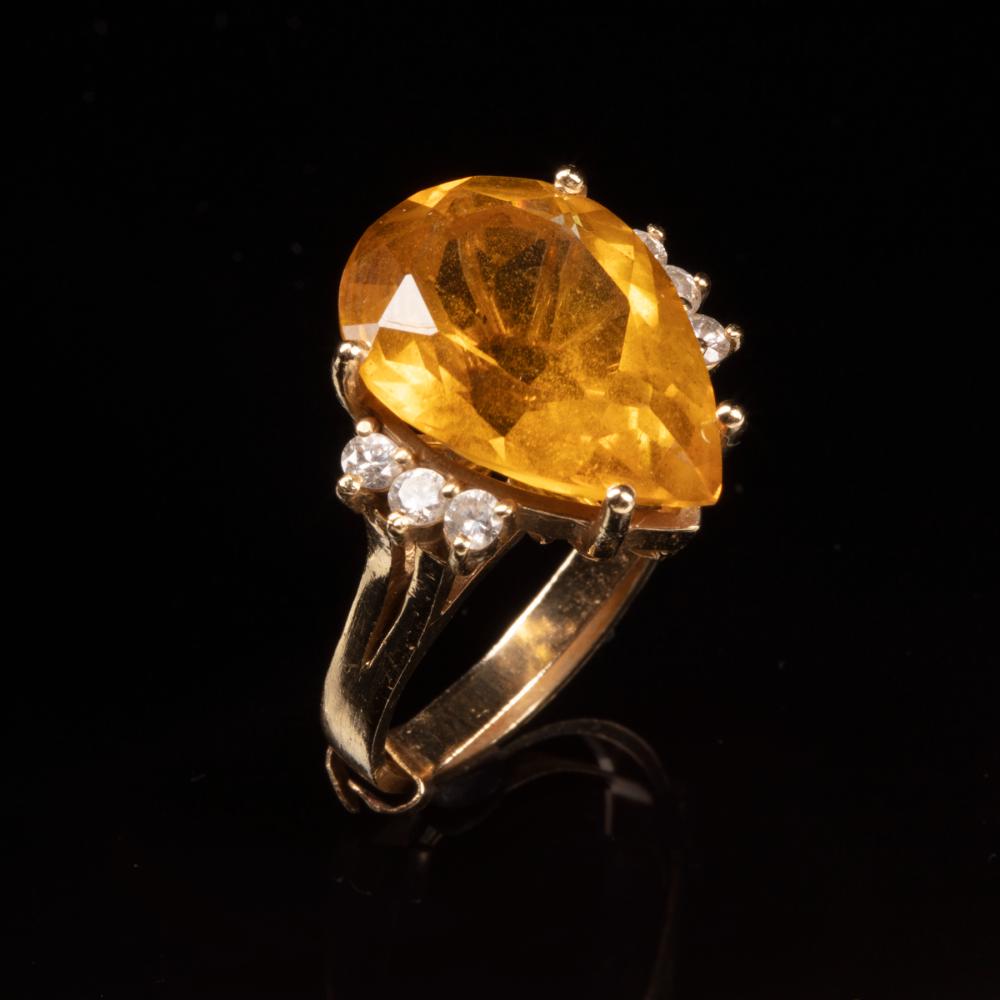 Appraisal: Chris Owens' kt Yellow Gold Citrine and Diamond Ring center