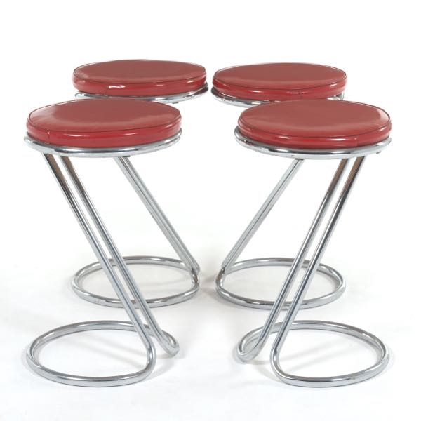 Appraisal: GILBERT ROHDE FOR TROY SUNSHADE CHROME Z STOOLS SET OF