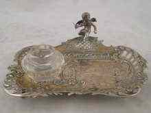 Appraisal: A Continental cast silver inkstand circa with faux French marks