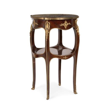 Appraisal: Transitional Louis XV XVI Style Gilt-Metal Mounted Mahogany Side Table