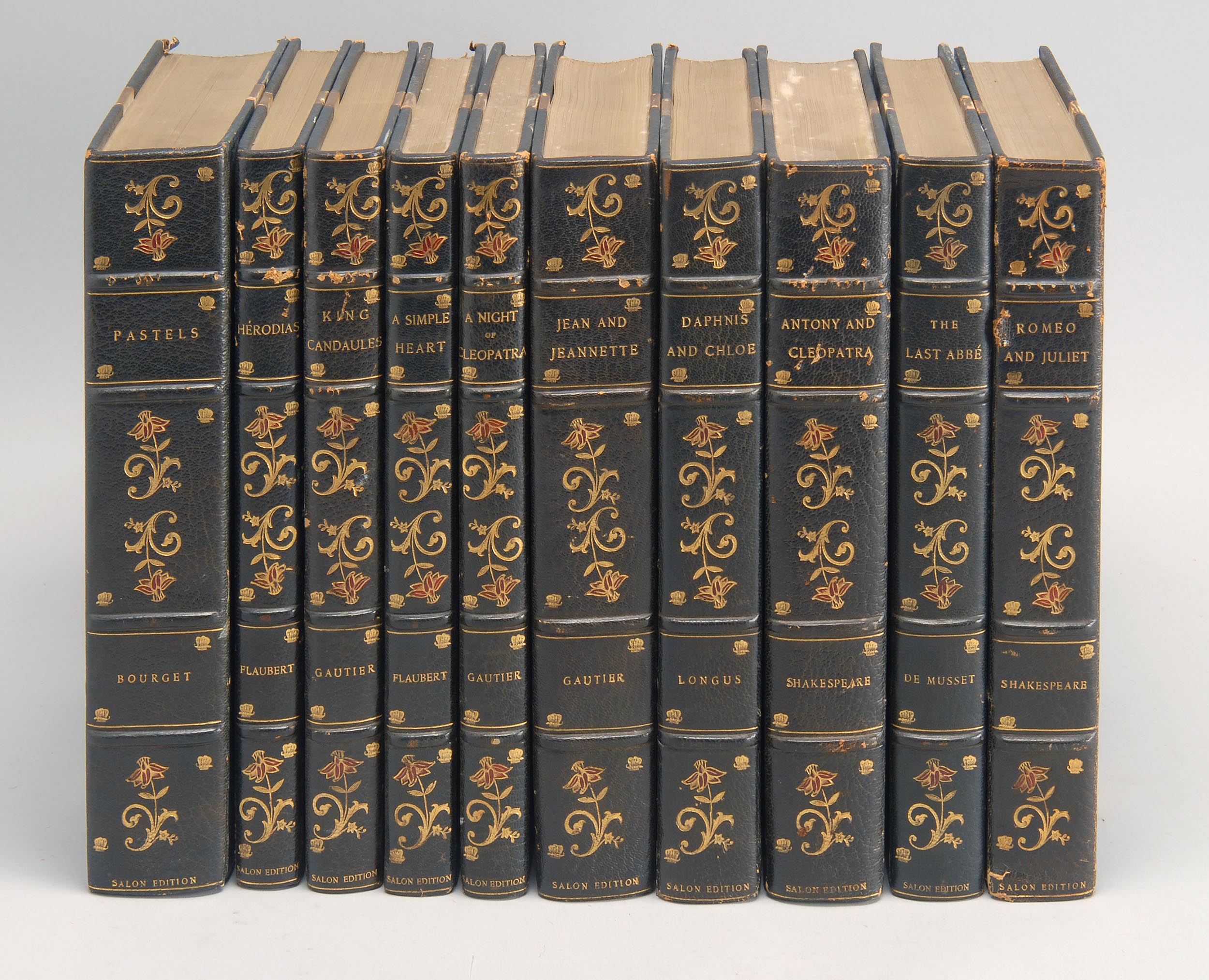 Appraisal: BINDINGS Literary classics Ten vols O Gilt half calf with