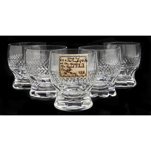 Appraisal: Edward VIII A set of five diamond cut whisky glasses