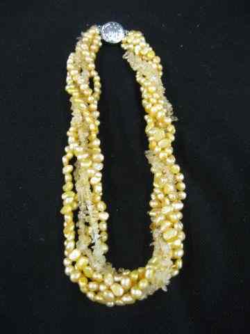 Appraisal: Pearl Citrine Necklace four strands of golden pearls and two