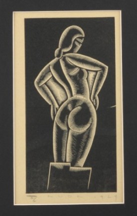 Appraisal: Woodblock print entitled Nude and dated sheet size w x