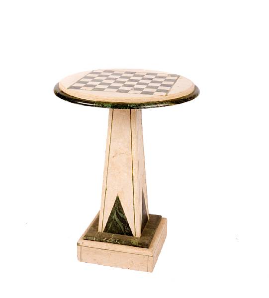 Appraisal: An inlaid marble games table height in diameter in