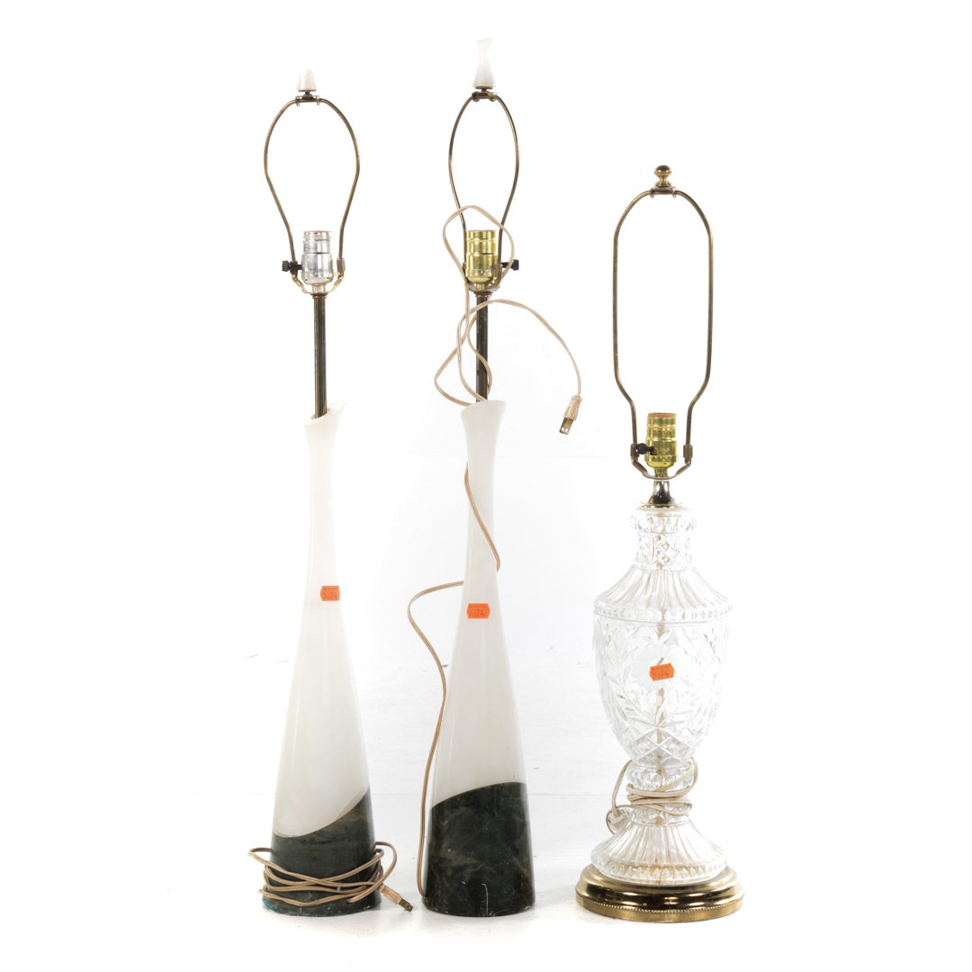 Appraisal: Three table lamps including a pattern molded glass lamp -