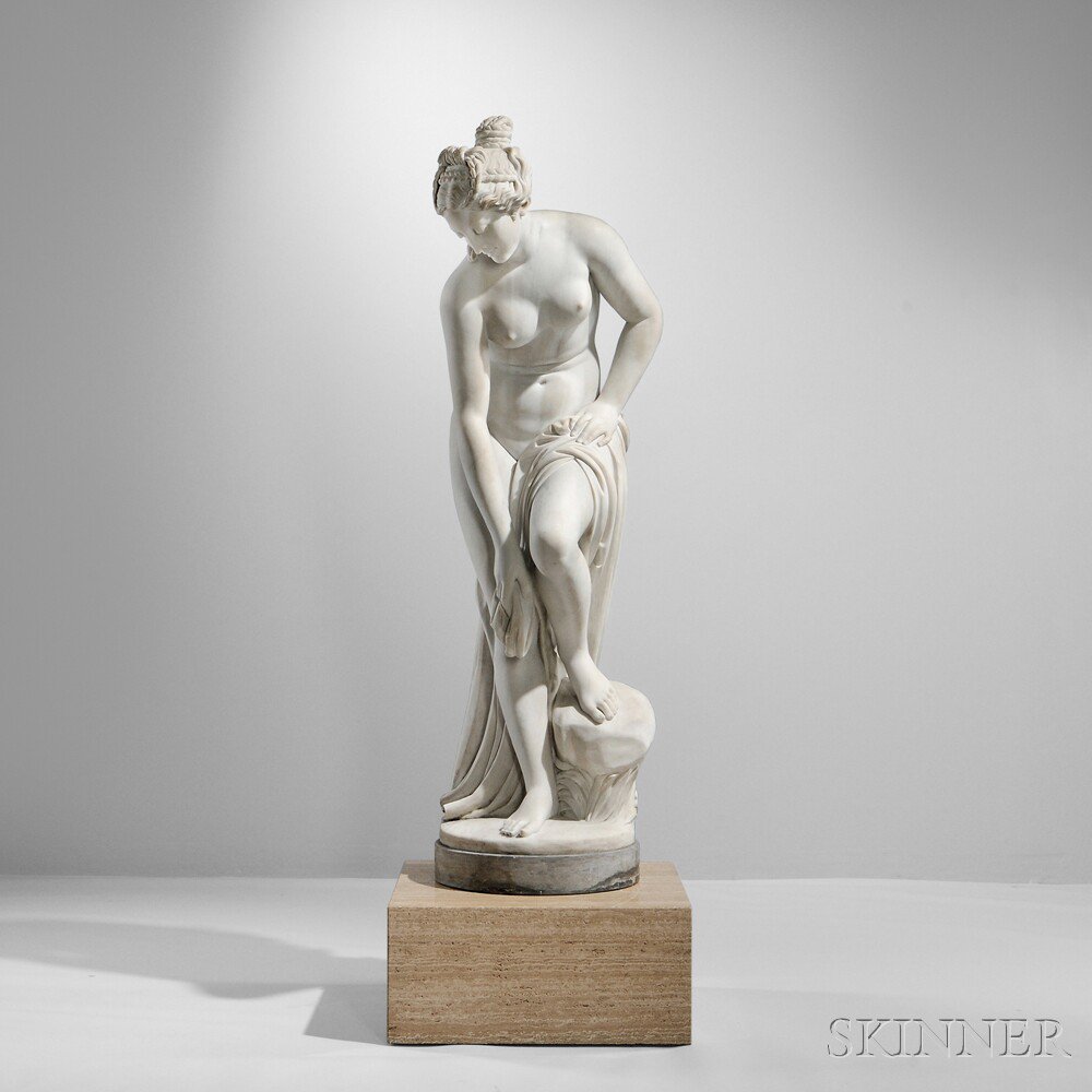 Appraisal: After Christophe-Gabriel Allegrain French - The Bather marble figure shown