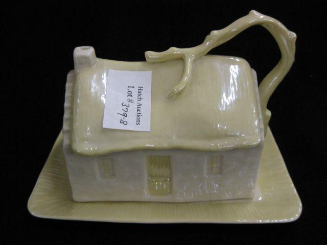 Appraisal: Irish Belleek Porcelain Figural Cottage covered butter or cheese dish