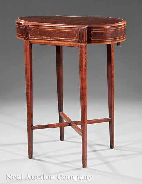 Appraisal: An American Federal Inlaid Mahogany Games Table th c shaped