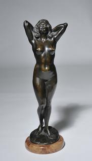 Appraisal: Bronze Sculpture Bronze female nude sculpture on a marble base