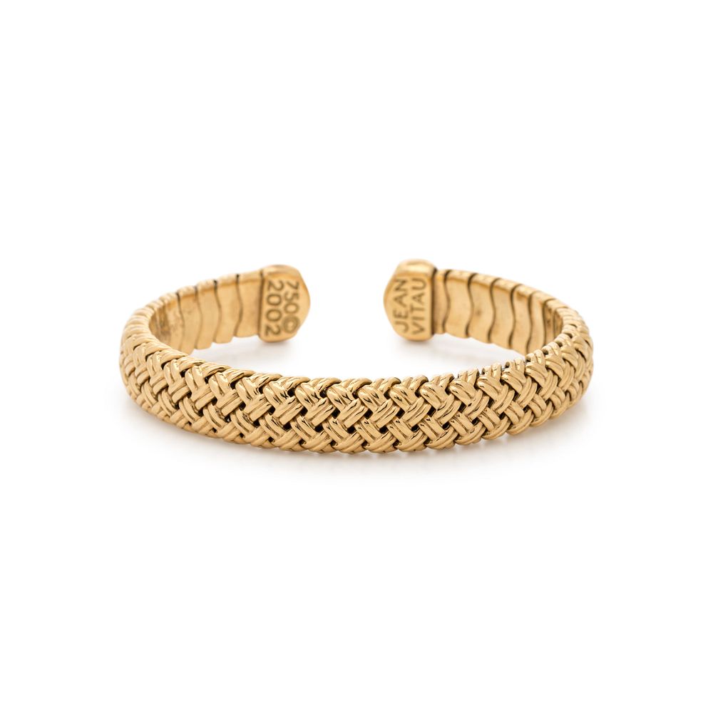 Appraisal: JEAN VITAU YELLOW GOLD CUFF BRACELET JEAN VITAU YELLOW GOLD