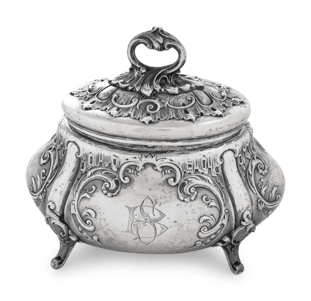 Appraisal: A German Silver Tea Caddy A German Silver Tea Caddy