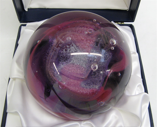 Appraisal: LARGE CAITHNESS SCOTTISH CRYSTAL PAPERWEIGHT Reflections interior decoration of swirling