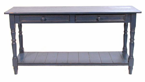 Appraisal: A Continental blue painted console table height in width ft