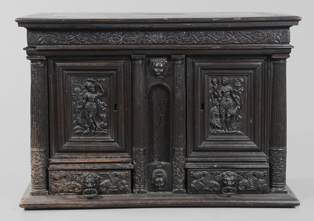 Appraisal: Italian Renaissance Carved Walnut Cabinet th th century in early