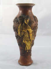 Appraisal: A Chinese bronze baluster vase with a goddess and roses