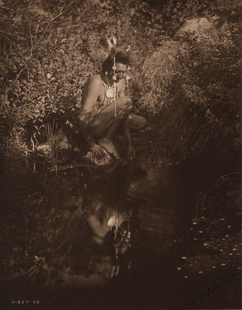 Appraisal: Edward Curtis Untitled Brave Kneeling by Water Edward S Curtis