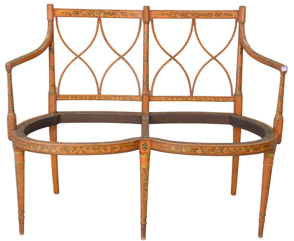 Appraisal: Edwardian Double Chair Back Settee with paint decoration th Century