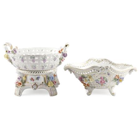 Appraisal: Two Dresden Floral Decorated Porcelain Centerpieces Estimate -