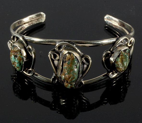 Appraisal: Navajo Sterling Carico Lake Turquoise Bracelet Offered in this lot