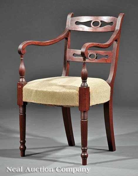 Appraisal: An American Classical Carved Mahogany Armchair c attributed to Thomas