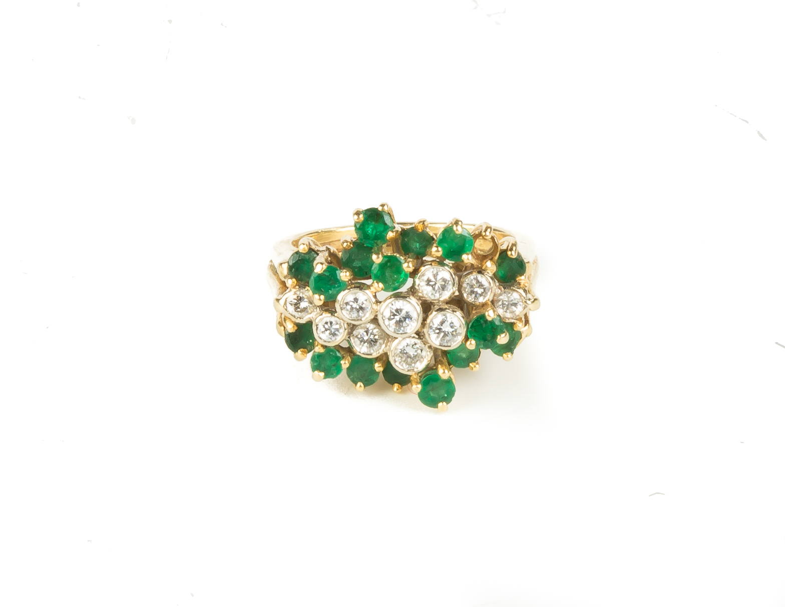 Appraisal: Vintage K Gold Emerald and Diamond Ring Full cut diamonds