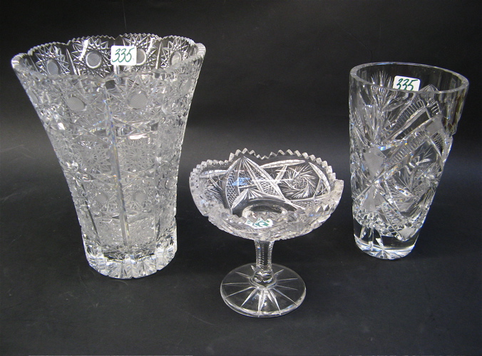 Appraisal: SEVEN CLEAR CUT GLASS TABLE ITEMS a berry bowl D