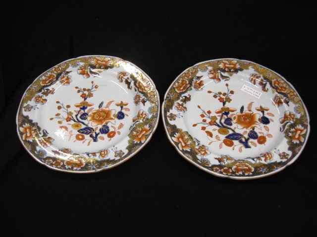 Appraisal: Pair of Spode Plates Imari style floral elaborate goldwork ''