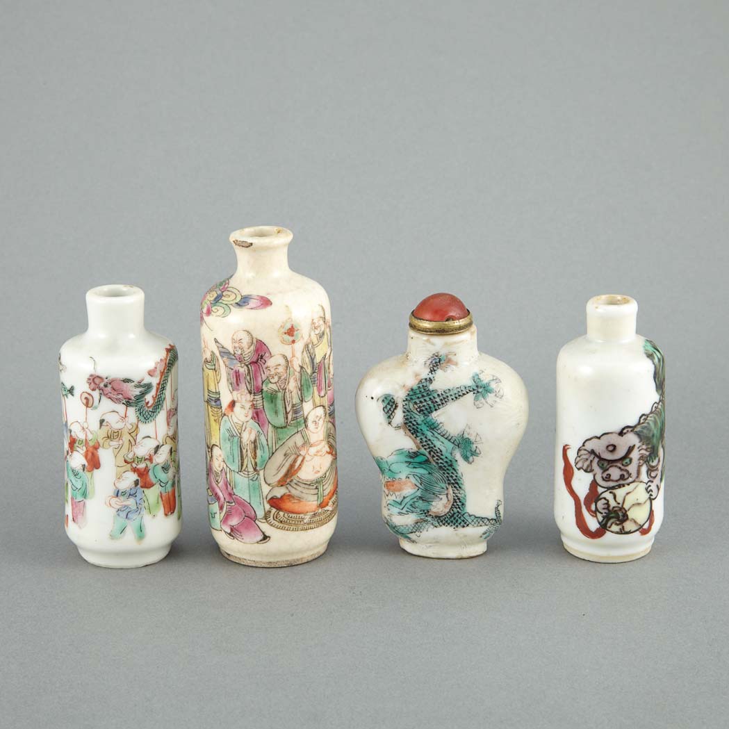 Appraisal: Group of Four Chinese Porcelain Snuff Bottles th th Century