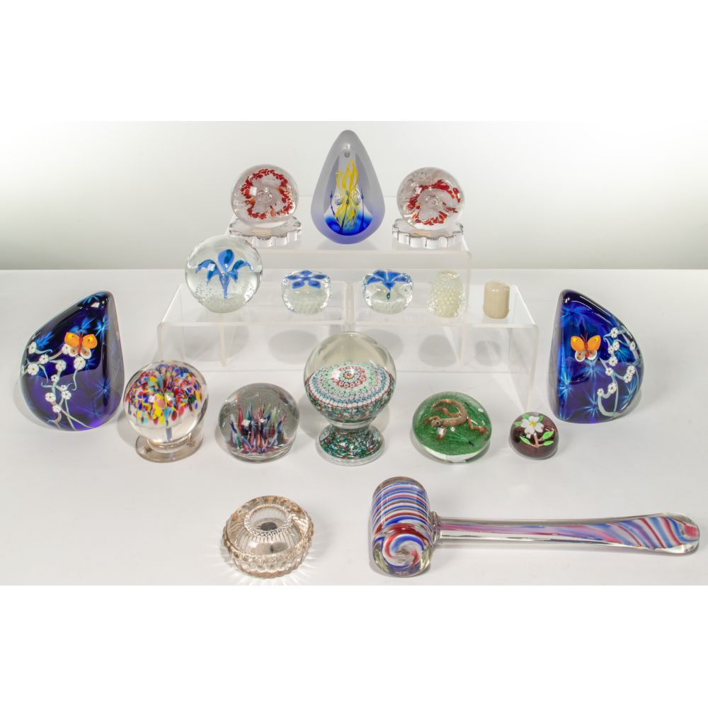 Appraisal: PAPERWEIGHT ASSORTMENT items including Wheaton stages of glass in progression