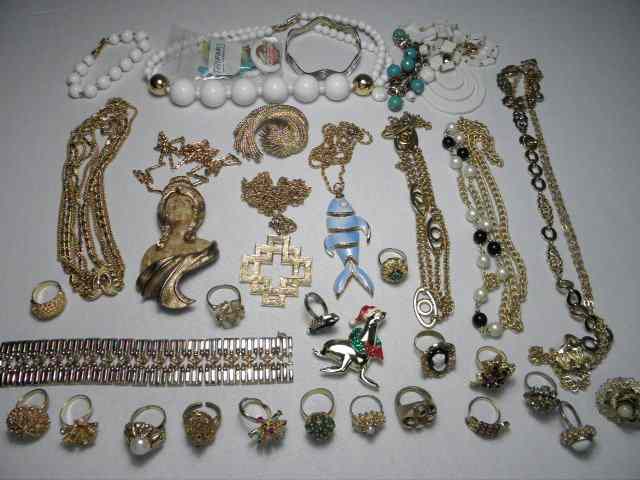 Appraisal: Tray lot of assorted costume jewelry such as rings bracelets