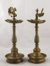 Appraisal: A pair of brass Indian temple lamps ht cm