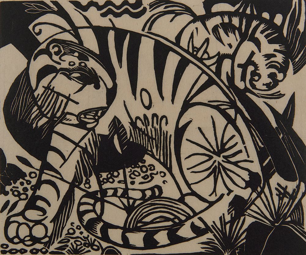 Appraisal: FRANZ MARC German - Tiger Tiger woodcut FRANZ MARC German