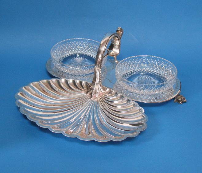 Appraisal: AN EDWARDIAN HORS D'OEUVRE DISH of conventional form fitted with