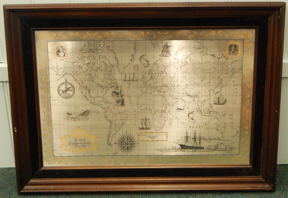 Appraisal: A modern silver Royal Geographical Society map sold with certificate