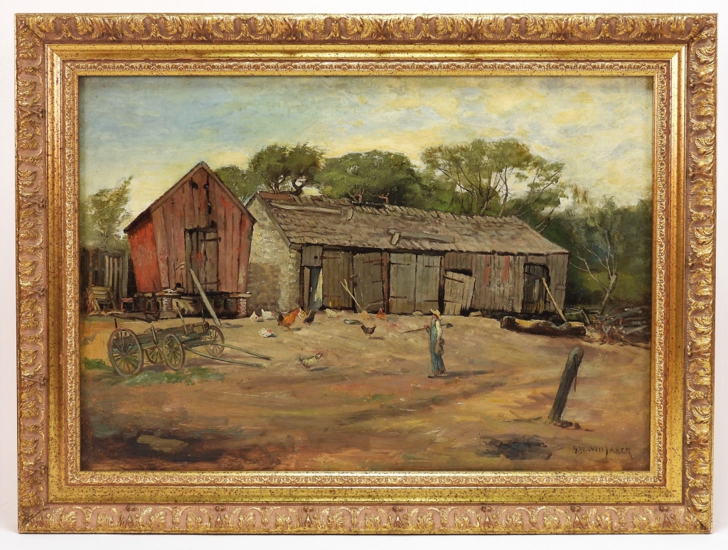 Appraisal: GEORGE WHITAKER NEW ENGLAND FARMYARD PAINTING Rhode Island New York