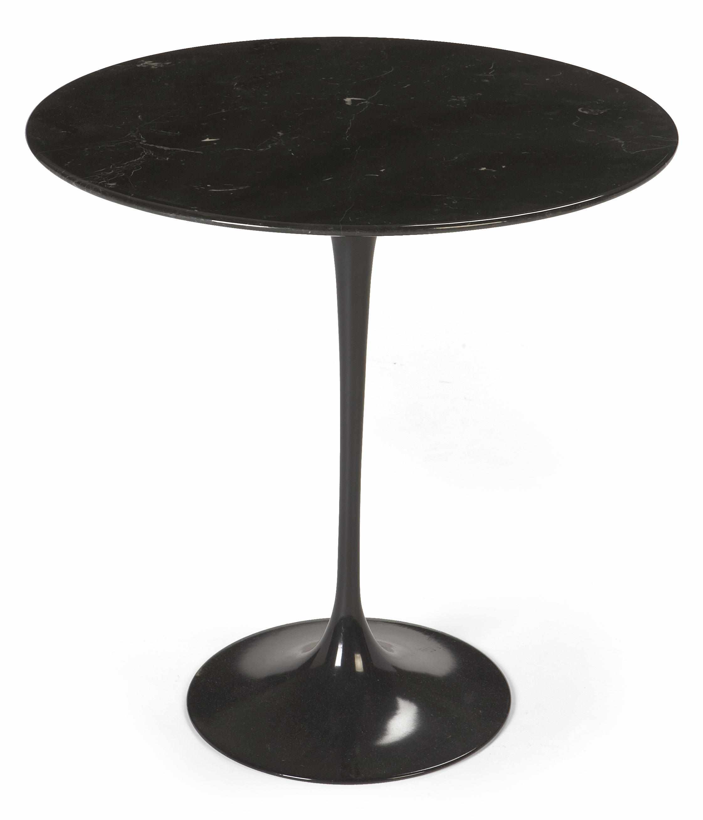 Appraisal: An Eero Sarrinen style black enameled metal and marble side