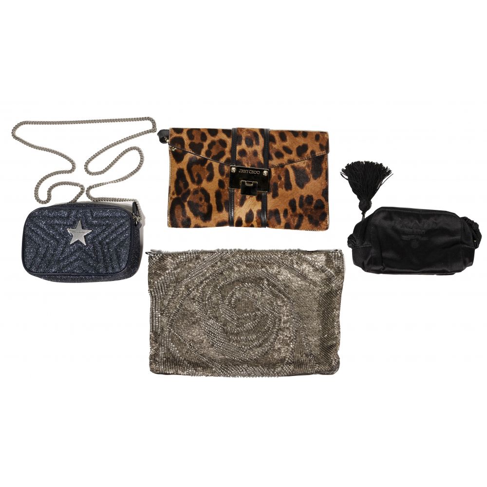 Appraisal: DESIGNER HANDBAG ASSORTMENT items including a Jimmy Choo brown and