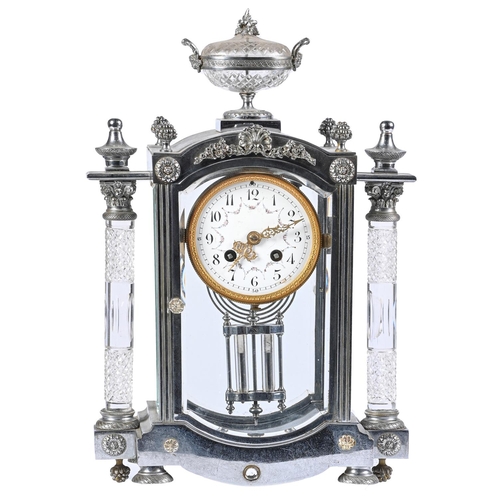 Appraisal: A French brass four glass clock early th c with