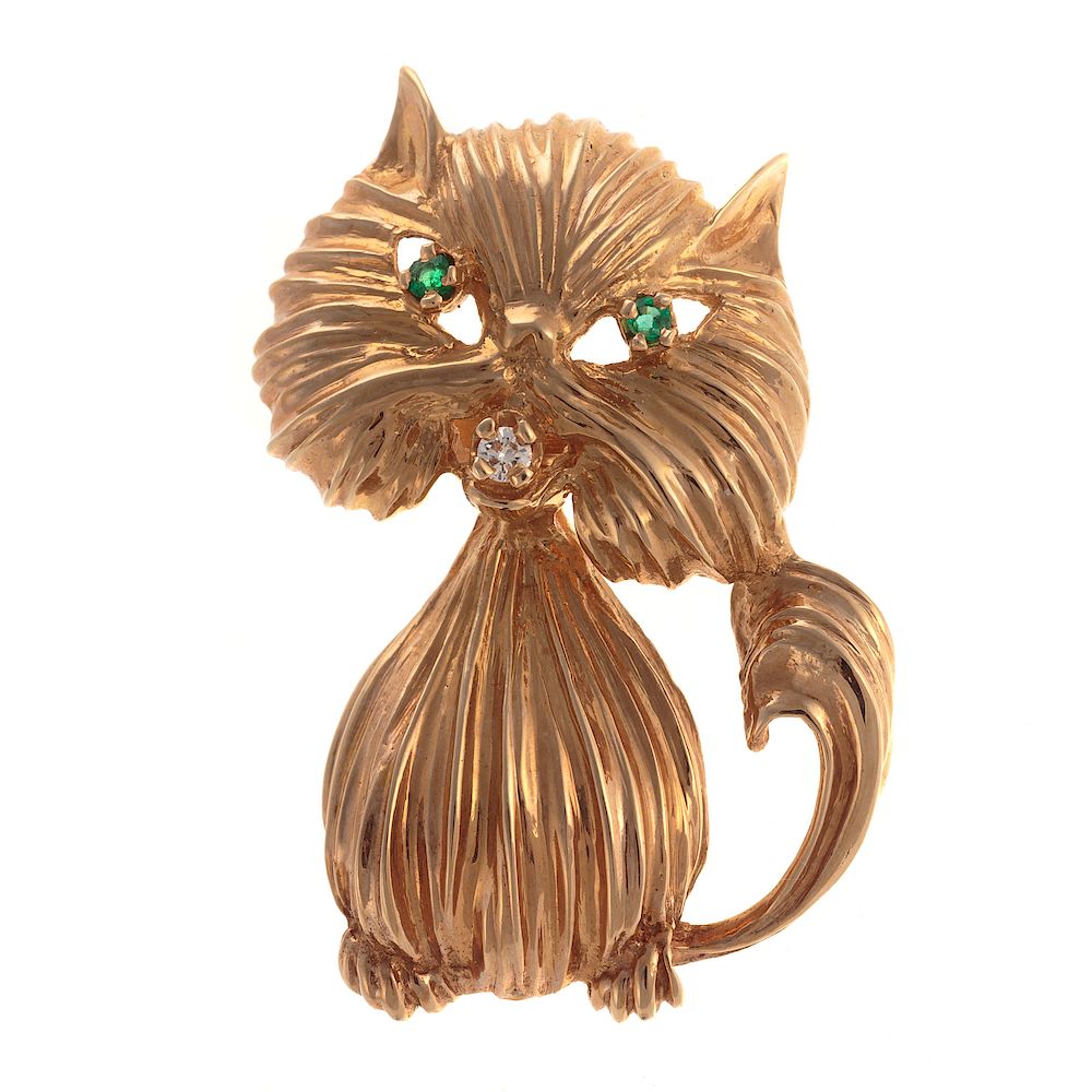 Appraisal: A Ladies Whimsical Cat Pin Pendant in K K yellow