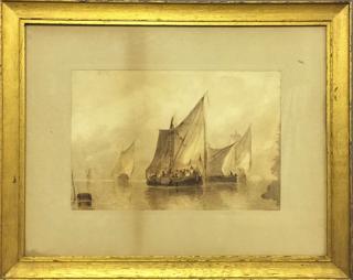 Appraisal: Early English Pen Ink Drawing of Sailing Shi Early English