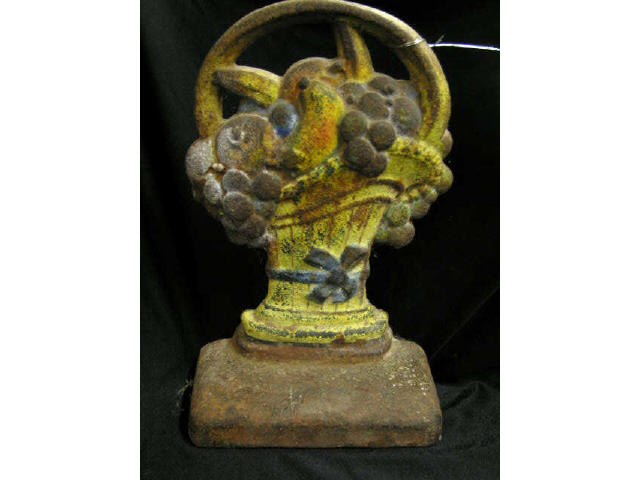 Appraisal: Cast Iron Doorstop basket of fruit